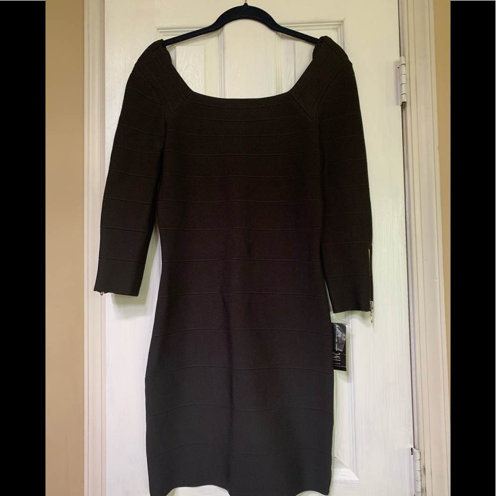 INC little black dress with yellow zipper NWT